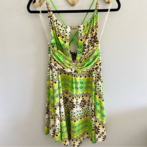 Rocawear Neon Geometric African Print Mini Dress | Large